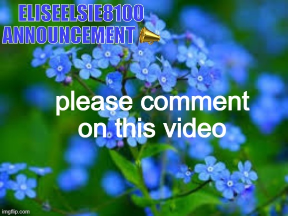 EliseElsie8100 Announcement | please comment on this video | image tagged in eliseelsie8100 announcement | made w/ Imgflip meme maker