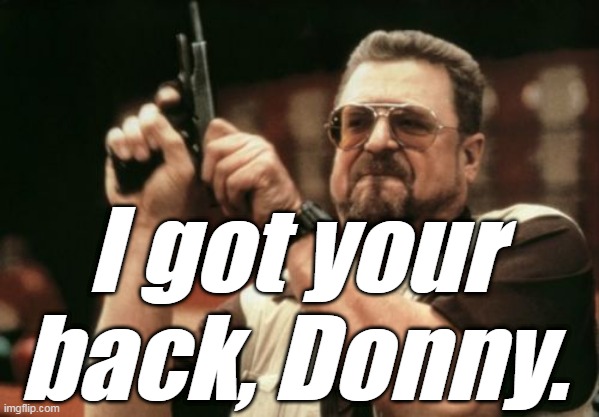 Am I The Only One Around Here Meme | I got your back, Donny. | image tagged in memes,am i the only one around here | made w/ Imgflip meme maker
