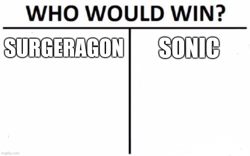 Grand fight against surgeragon and BSonic | SURGERAGON; SONIC | image tagged in memes | made w/ Imgflip meme maker