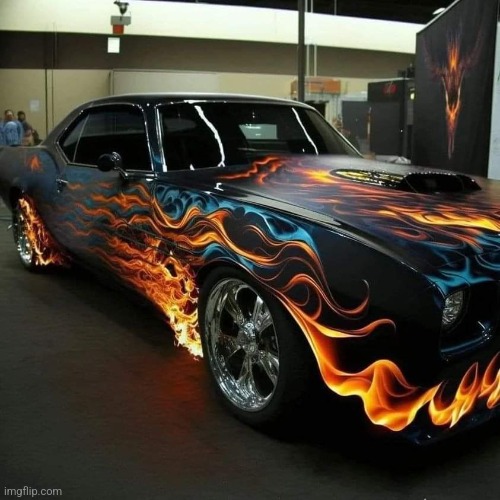 Flaming Hot | image tagged in muscle car,flames,awesome,paint | made w/ Imgflip meme maker