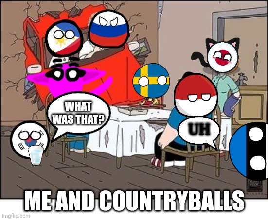 What if I meet Countryballs in Countryballs house and Philippinesball and Russiaball had a car crash | WHAT WAS THAT? UH; ME AND COUNTRYBALLS | image tagged in car crash,countryballs | made w/ Imgflip meme maker