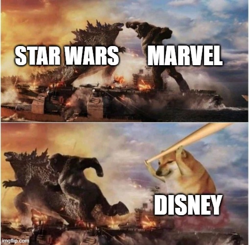 What will Disney take next? HP or DC | MARVEL; STAR WARS; DISNEY | image tagged in kong godzilla doge | made w/ Imgflip meme maker