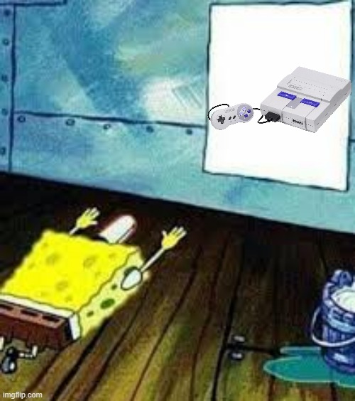 spongebob worships the super nes | image tagged in spongebob worship,super nintendo entertainment system,90s games,game consoles,nintendo | made w/ Imgflip meme maker