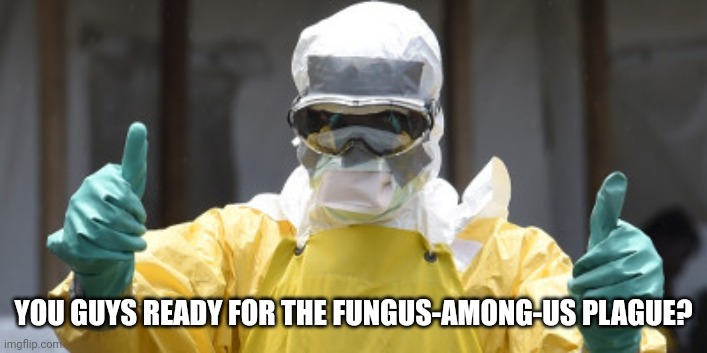 Remember, Candida Auris also came from.... whoops I almost gave it away! | YOU GUYS READY FOR THE FUNGUS-AMONG-US PLAGUE? | image tagged in virus infection,made in china,outbreak,disease,run for your life,here we go again | made w/ Imgflip meme maker