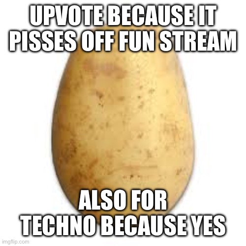 Rip technoblade (we can still respect him even if he died like a year ago) | UPVOTE BECAUSE IT PISSES OFF FUN STREAM; ALSO FOR TECHNO BECAUSE YES | image tagged in potato | made w/ Imgflip meme maker