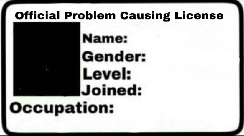 High Quality Problem Causing License Blank Meme Template