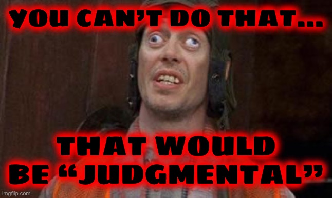 Looks Good To Me | YOU CAN’T DO THAT… THAT WOULD BE “JUDGMENTAL” | image tagged in looks good to me | made w/ Imgflip meme maker