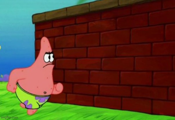 What Will Do Patrick With This Wall? | image tagged in funny,memes,spongebob,patrick | made w/ Imgflip meme maker
