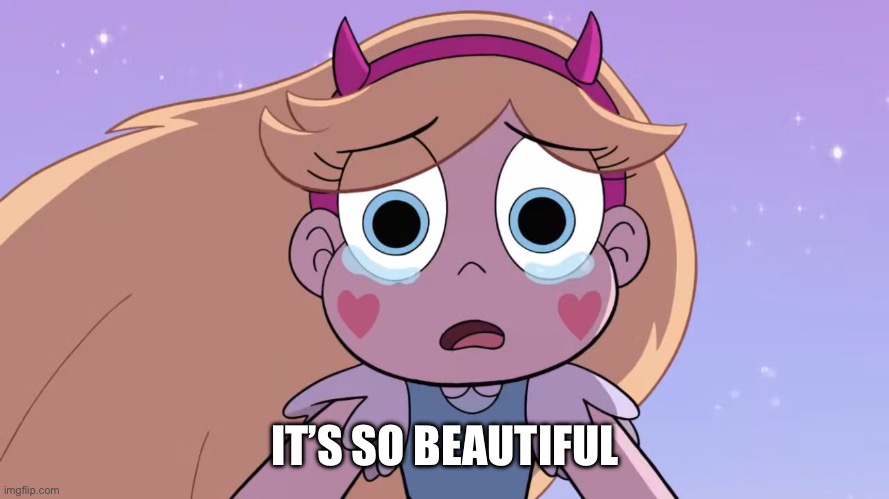 Sad Star Butterfly | IT’S SO BEAUTIFUL | image tagged in sad star butterfly | made w/ Imgflip meme maker