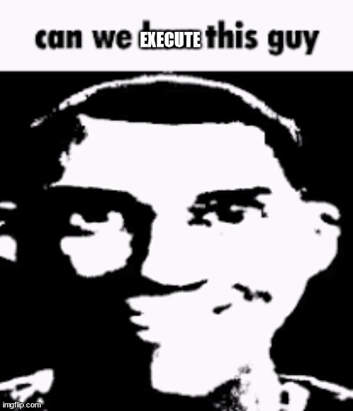 Can we ban this guy | EXECUTE | image tagged in can we ban this guy | made w/ Imgflip meme maker