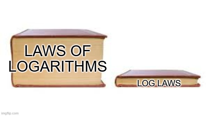 Big book small book | LAWS OF LOGARITHMS; LOG LAWS | image tagged in big book small book,logarithms,logs,laws of logs,log laws | made w/ Imgflip meme maker