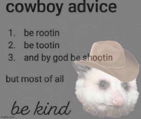 yeehaw. | image tagged in inspirational quote,wholesome,possum,aww | made w/ Imgflip meme maker