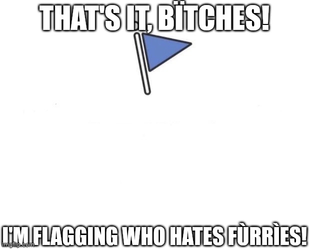No more hating furrıes! | THAT'S IT, BÏTCHES! I'M FLAGGING WHO HATES FÙRRÌES! | image tagged in memes,marked safe from,furry | made w/ Imgflip meme maker