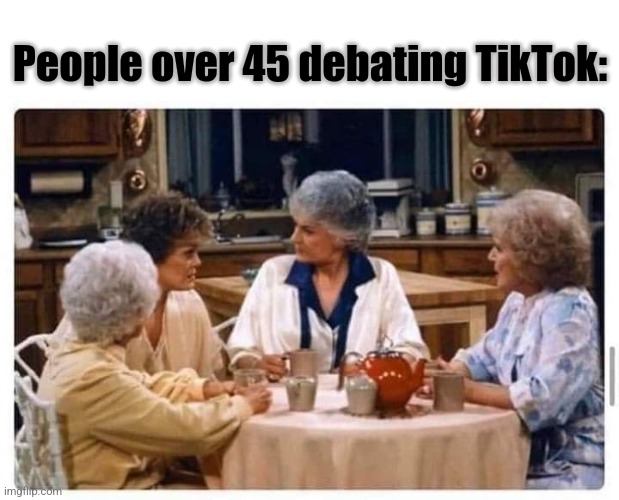 Haha | People over 45 debating TikTok: | image tagged in tik tok,tik tok sucks,debates,social media | made w/ Imgflip meme maker