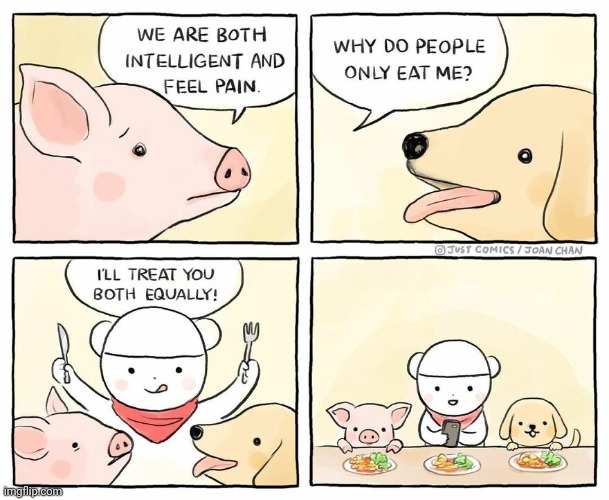 Equality | image tagged in pig,dog,food,equality,comics,comics/cartoons | made w/ Imgflip meme maker