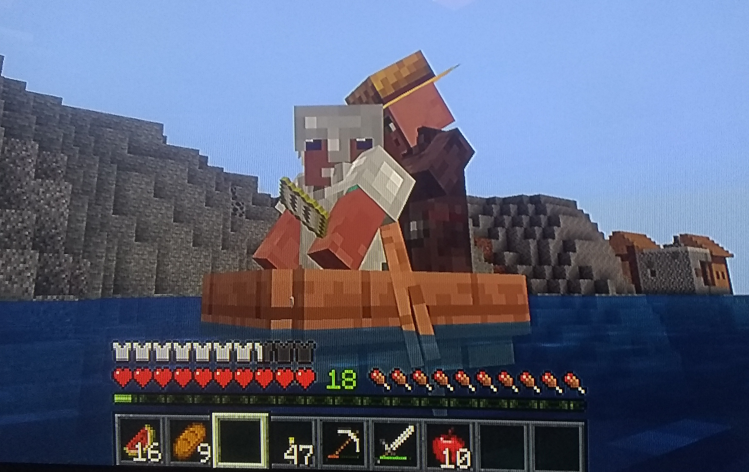 High Quality Minecraft villager boat Blank Meme Template