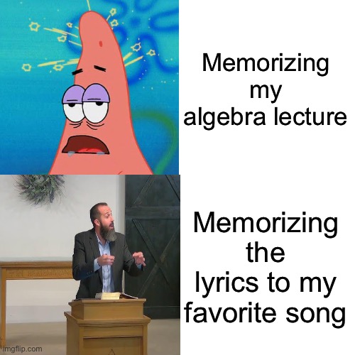 Ace | Memorizing my algebra lecture; Memorizing the lyrics to my favorite song | image tagged in captain picard facepalm | made w/ Imgflip meme maker