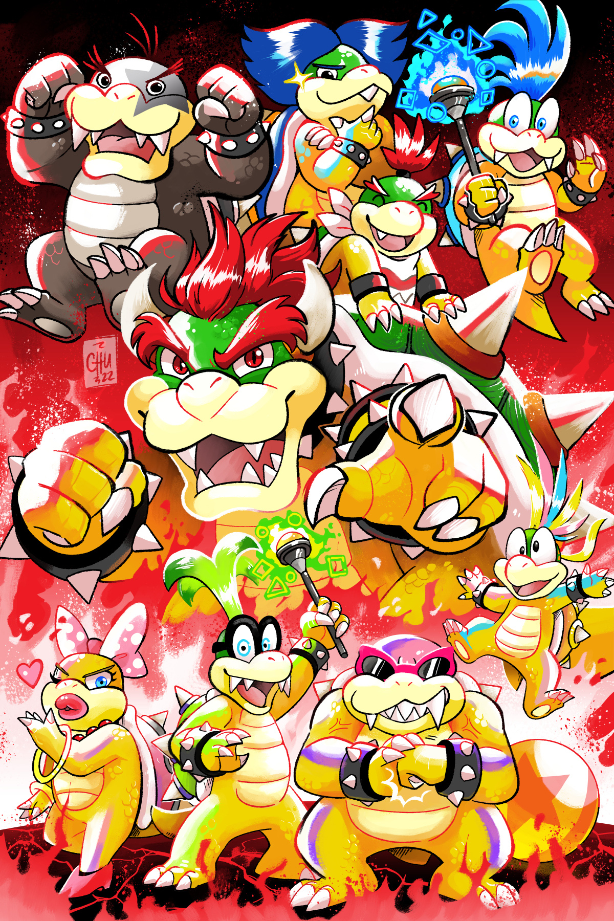 Bowser and the Koopalings Blank Meme Template