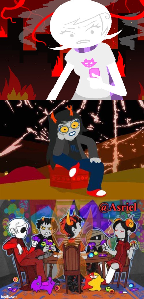 image tagged in roxy lalonde mad,vriska- no please tell me more,asriel's 32684th homestuck template b/c why not | made w/ Imgflip meme maker