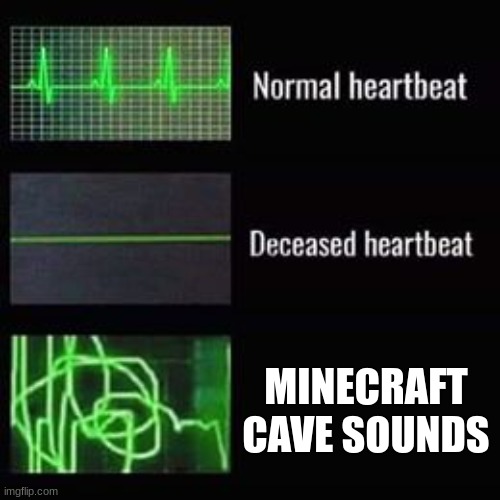 heartbeat rate | MINECRAFT CAVE SOUNDS | image tagged in heartbeat rate | made w/ Imgflip meme maker