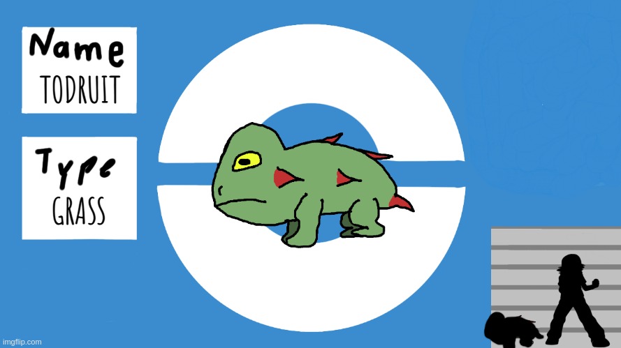 Grass Starter, Todruit based on a Toad and Dragon Fruit. | TODRUIT; GRASS | image tagged in pokemon display template | made w/ Imgflip meme maker