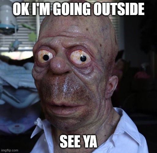 Nomer | OK I'M GOING OUTSIDE; SEE YA | image tagged in nomer | made w/ Imgflip meme maker