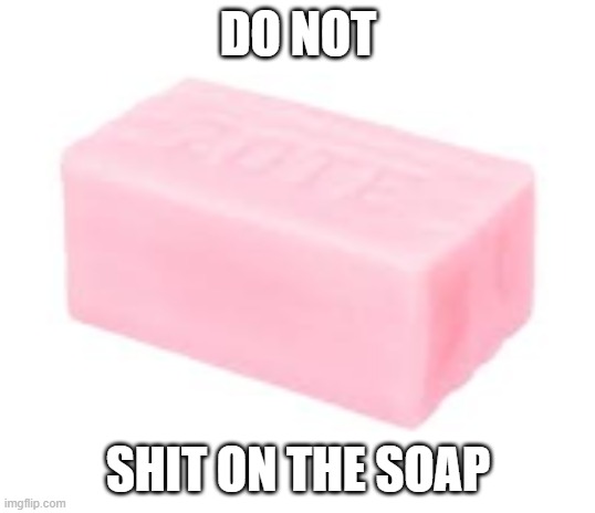 forbidden soap | DO NOT SHIT ON THE SOAP | image tagged in forbidden soap | made w/ Imgflip meme maker