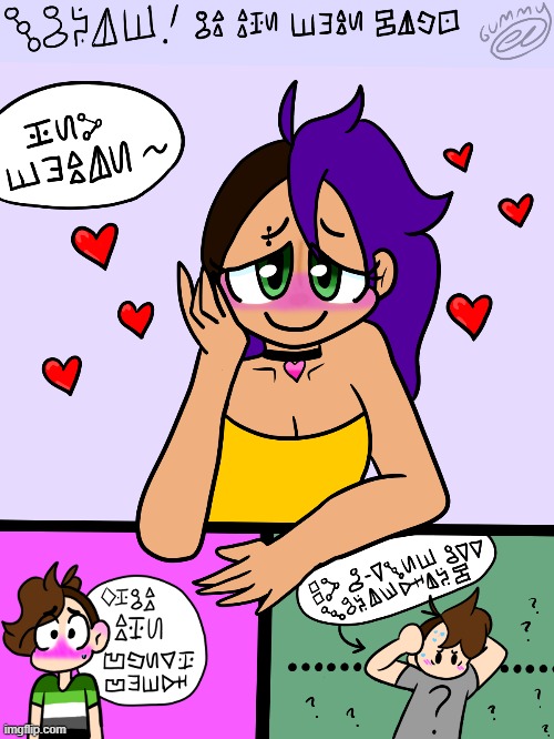 Some old art I found! translation in comments! <3 | image tagged in bill cipher,lgbtq,aroace,cute girl,drawing,art | made w/ Imgflip meme maker