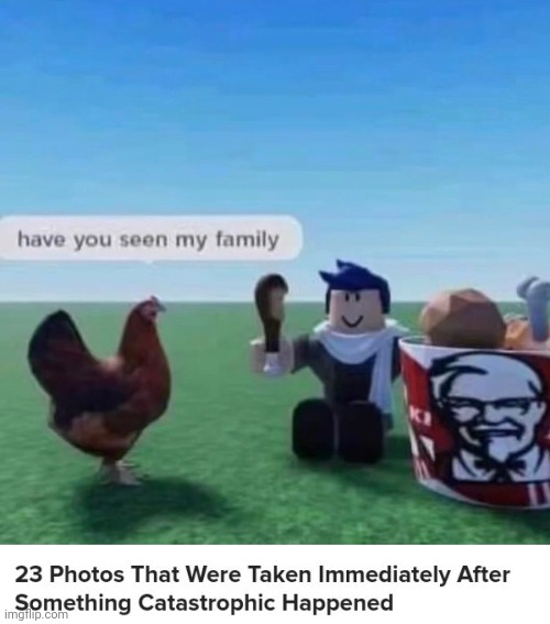 Yummy chicken | image tagged in 23 photos taken immediately after something catastrophic,kfc,chicken,family,memes,chickens | made w/ Imgflip meme maker