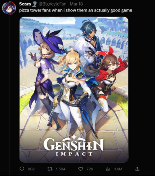 Genshin impact fans making the unfunniest bait known to humankind | made w/ Imgflip meme maker