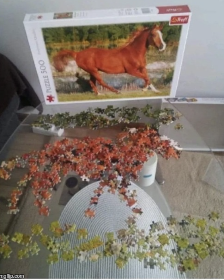 High Quality horse puzzle Blank Meme Template