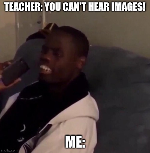 LOL DEEZ NUTZ | TEACHER: YOU CAN'T HEAR IMAGES! ME: | image tagged in deez nutz | made w/ Imgflip meme maker