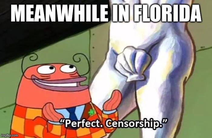 Florida Censorship | MEANWHILE IN FLORIDA | image tagged in perfect censorship,spongebob | made w/ Imgflip meme maker