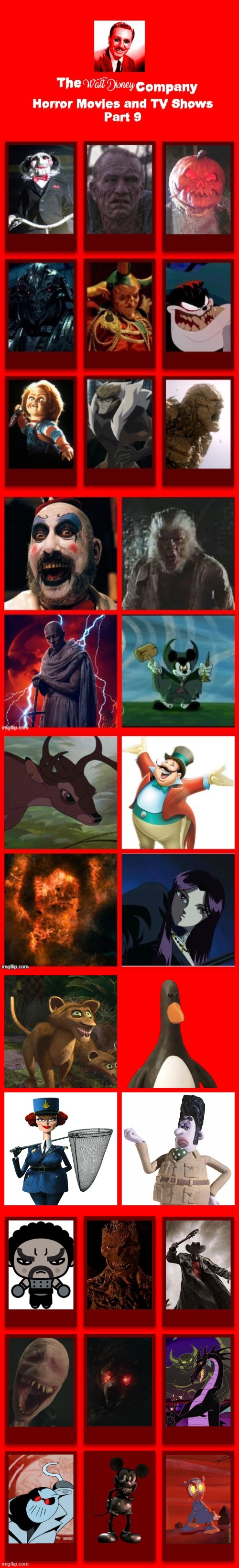 The Walt Disney Company Horror Movies and TV Shows Villains 9 Blank Meme Template