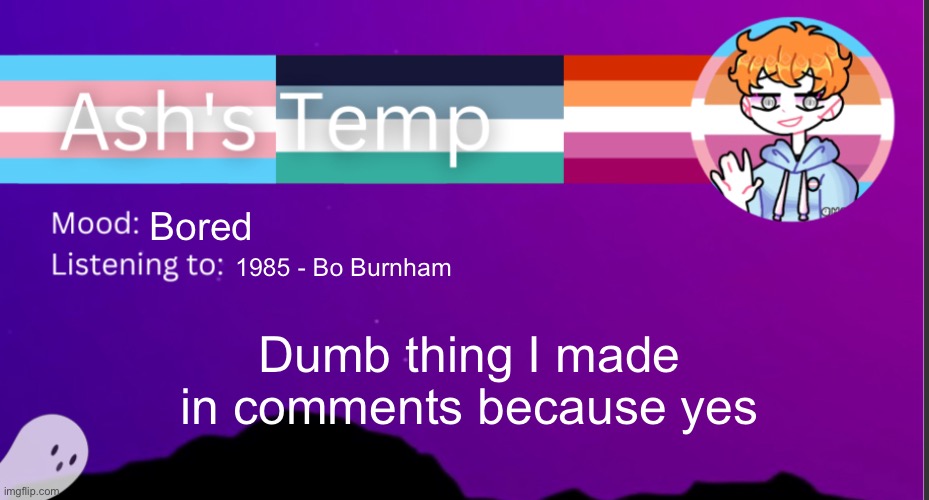 Jdsydhdyg | Bored; 1985 - Bo Burnham; Dumb thing I made in comments because yes | image tagged in h | made w/ Imgflip meme maker