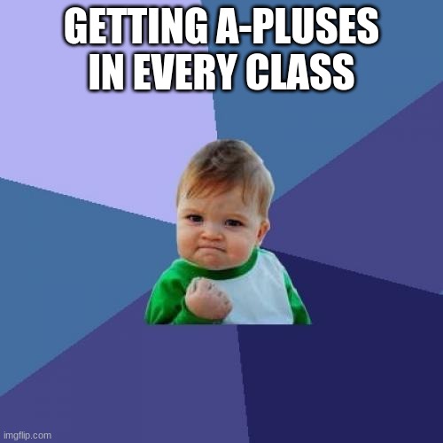 Success Kid | GETTING A-PLUSES IN EVERY CLASS | image tagged in memes,success kid | made w/ Imgflip meme maker