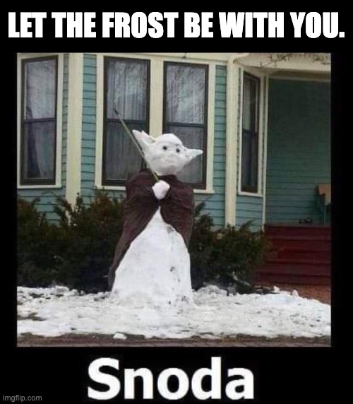 Yoda | LET THE FROST BE WITH YOU. | image tagged in bad pun | made w/ Imgflip meme maker