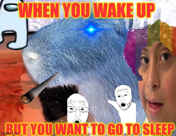 WHEN YOU WAKE UP; BUT YOU WANT TO GO TO SLEEP | image tagged in funny,capybara,sus,side eye,memes,lmao | made w/ Imgflip meme maker