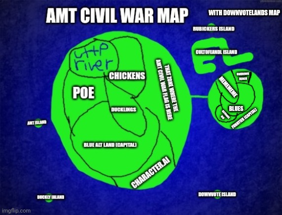 High Quality Amt civil war map with downvotelands map Blank Meme Template
