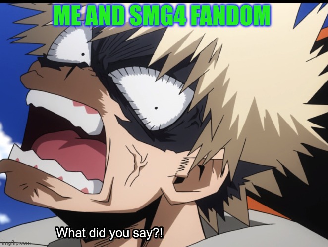 Bakugo's What did you say?! | ME AND SMG4 FANDOM | image tagged in bakugo's what did you say | made w/ Imgflip meme maker