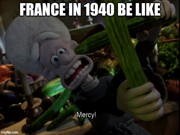 Germany invading France in WWII be like | FRANCE IN 1940 BE LIKE | image tagged in wallace and gromit cross,ww2,france | made w/ Imgflip meme maker