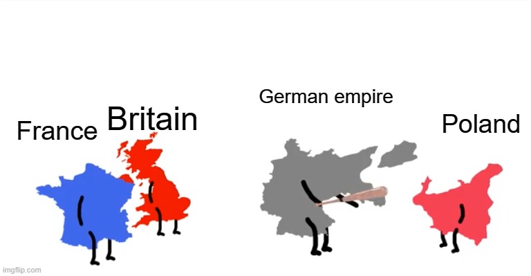 I wanna beat you up (oversimplified) | German empire; Britain; Poland; France | image tagged in i wanna beat you up oversimplified | made w/ Imgflip meme maker