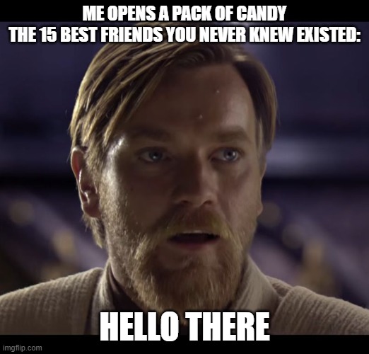 Hello there | ME OPENS A PACK OF CANDY
THE 15 BEST FRIENDS YOU NEVER KNEW EXISTED:; HELLO THERE | image tagged in hello there,memes | made w/ Imgflip meme maker