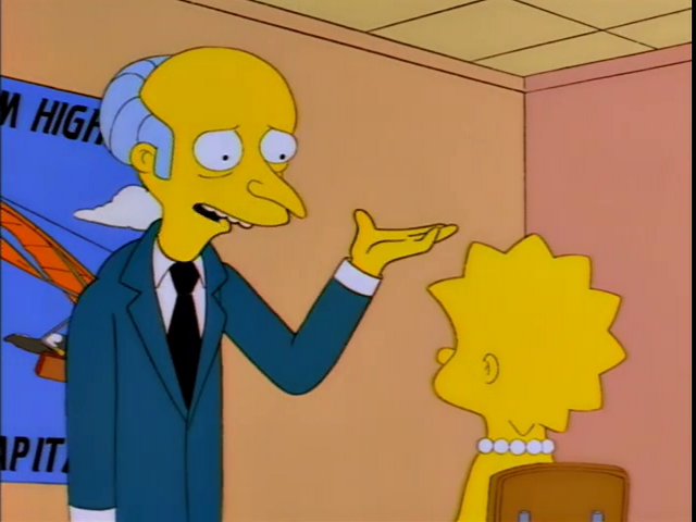 Monty Burns Holding Hand Out With Lisa Blank Meme Template