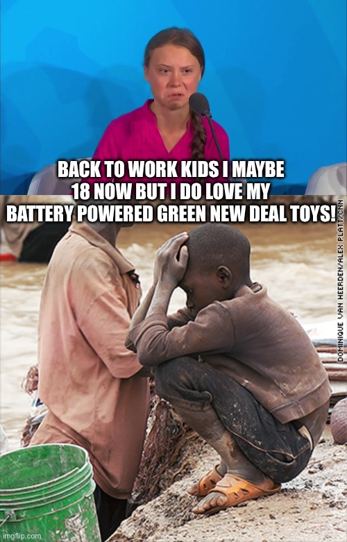 BACK TO WORK KIDS I MAYBE 18 NOW BUT I DO LOVE MY BATTERY POWERED GREEN NEW DEAL TOYS! | image tagged in how dare you - greta thunberg | made w/ Imgflip meme maker