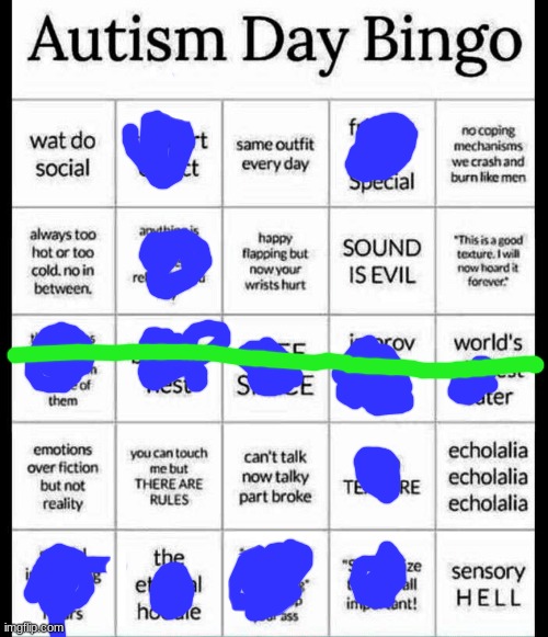 im so "normal" tee hee | image tagged in autism bingo | made w/ Imgflip meme maker