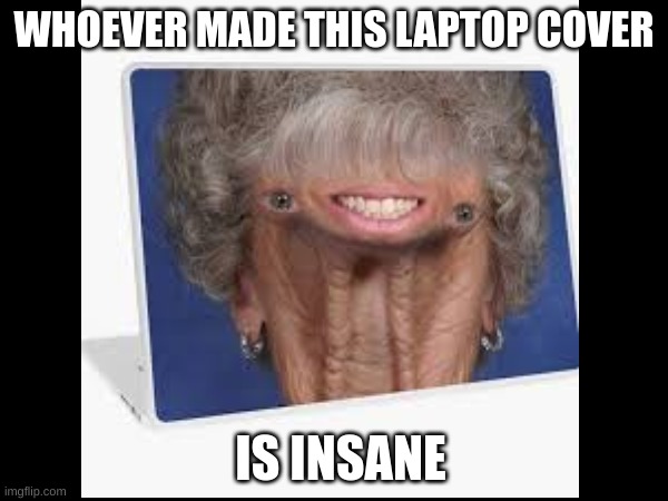 rehehehhe | WHOEVER MADE THIS LAPTOP COVER; IS INSANE | image tagged in cursed image | made w/ Imgflip meme maker