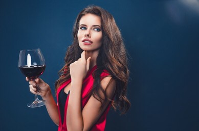 Beautiful woman glass of wine Blank Meme Template