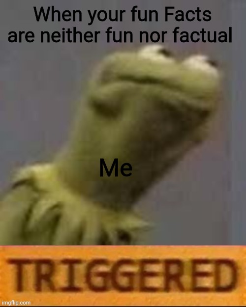 Neither fun nor factual | When your fun Facts are neither fun nor factual; Me | image tagged in kermit triggered | made w/ Imgflip meme maker