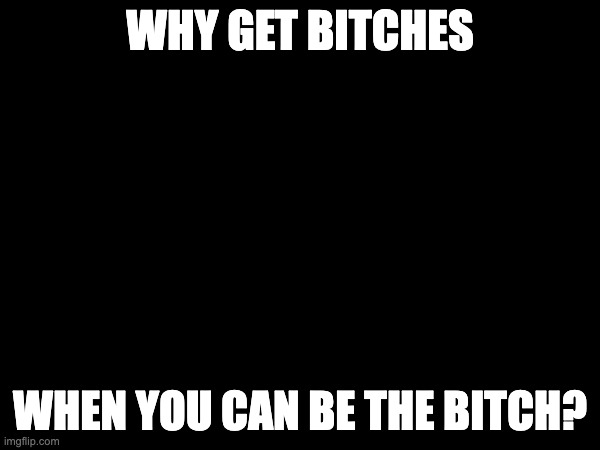 WHY GET BITCHES; WHEN YOU CAN BE THE BITCH? | image tagged in bitches | made w/ Imgflip meme maker